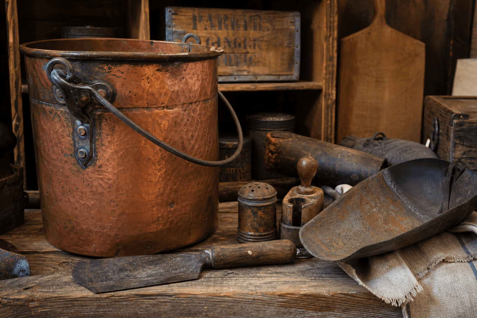 Antique shop treasures with historical character