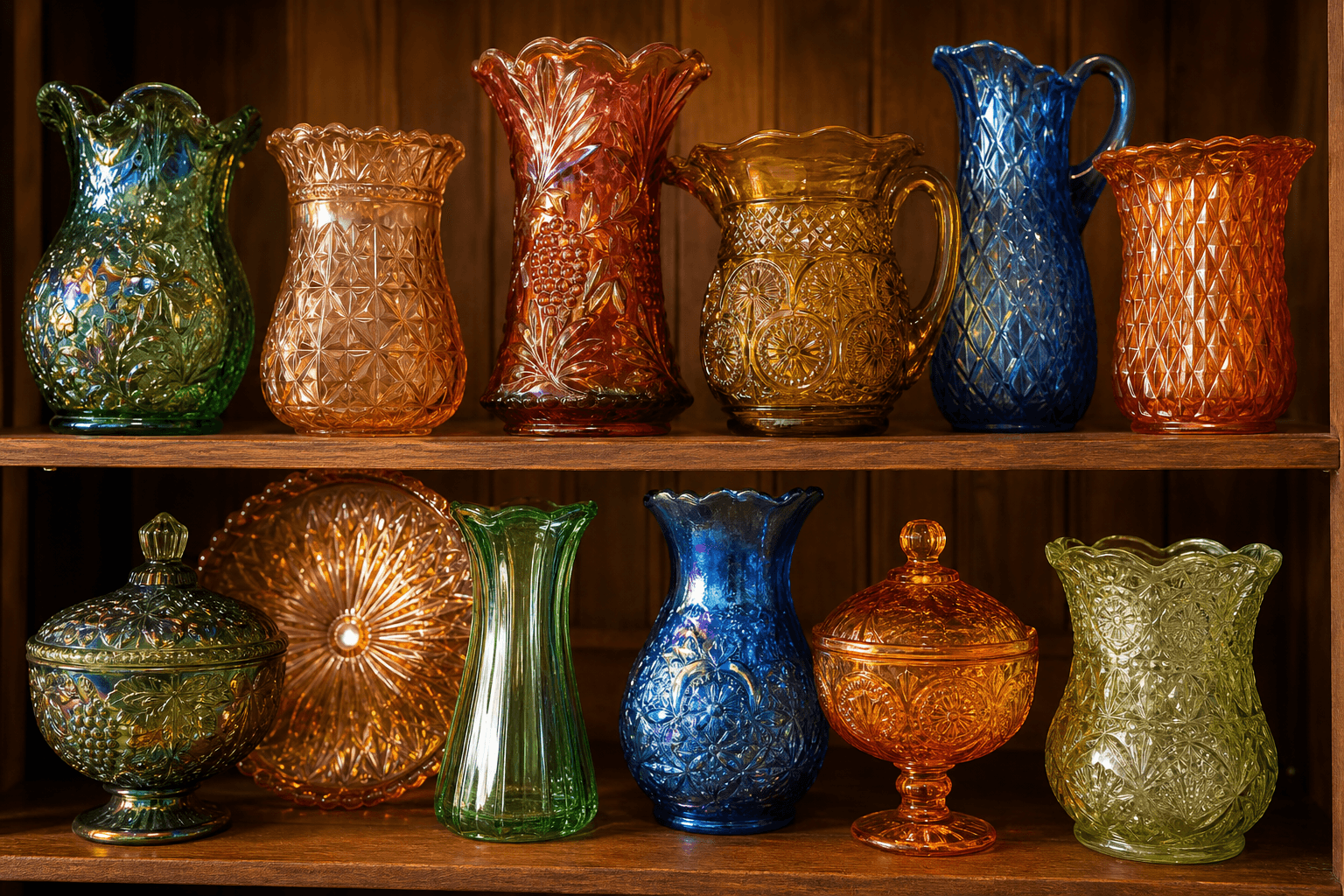 Vintage colored glassware collection