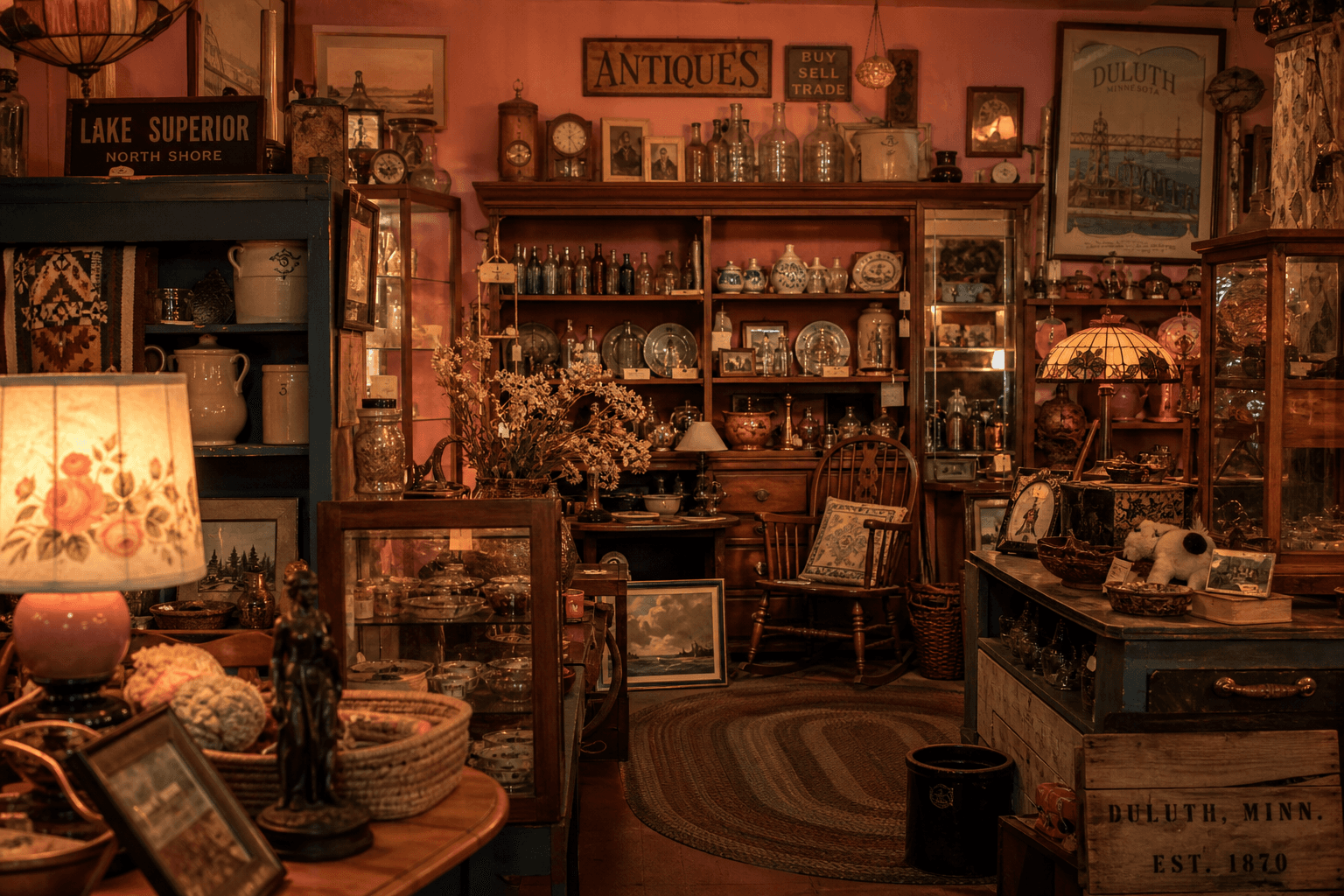 Second Hand Rose antiques and outdoor displays in Beaver Bay